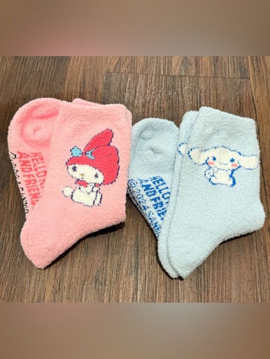 Sanrio Other - Cute Sanrio Character Cozy Fuzzy Socks (2) - Pink & Light Blue